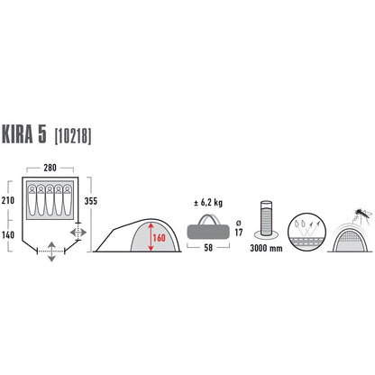 Tent High Peak Kira 5 Dark Gray/Red (10218)