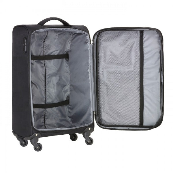 TravelZ Triple Pocket Suitcase (S) Black