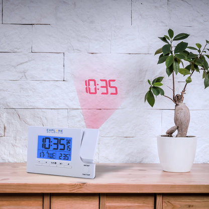 Explore Scientific Slim Projection RC Dual Alarm White (RDP1003GYELC2) Projection Clock