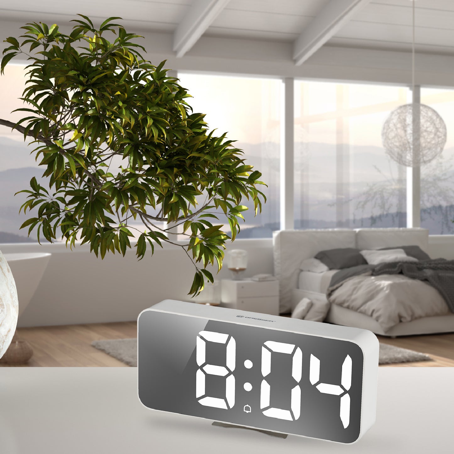 Table clock Bresser MyTime Echo FXL White (8010072GYEWHI)