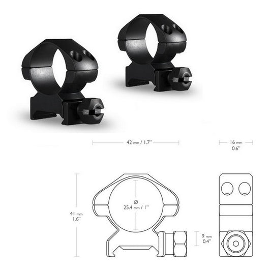 Кольца Hawke Precision 1"/Weaver/Med (23001)