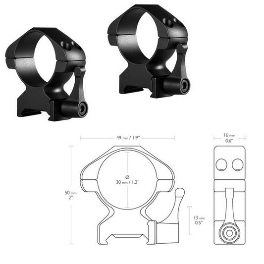 Кольца Hawke Precision Fast Release 30mm/Weaver/High (23017)