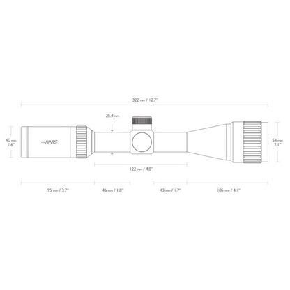 Hawke Vantage IR 3-9x40 AO (Mil Dot IR R/G) Optical Sight