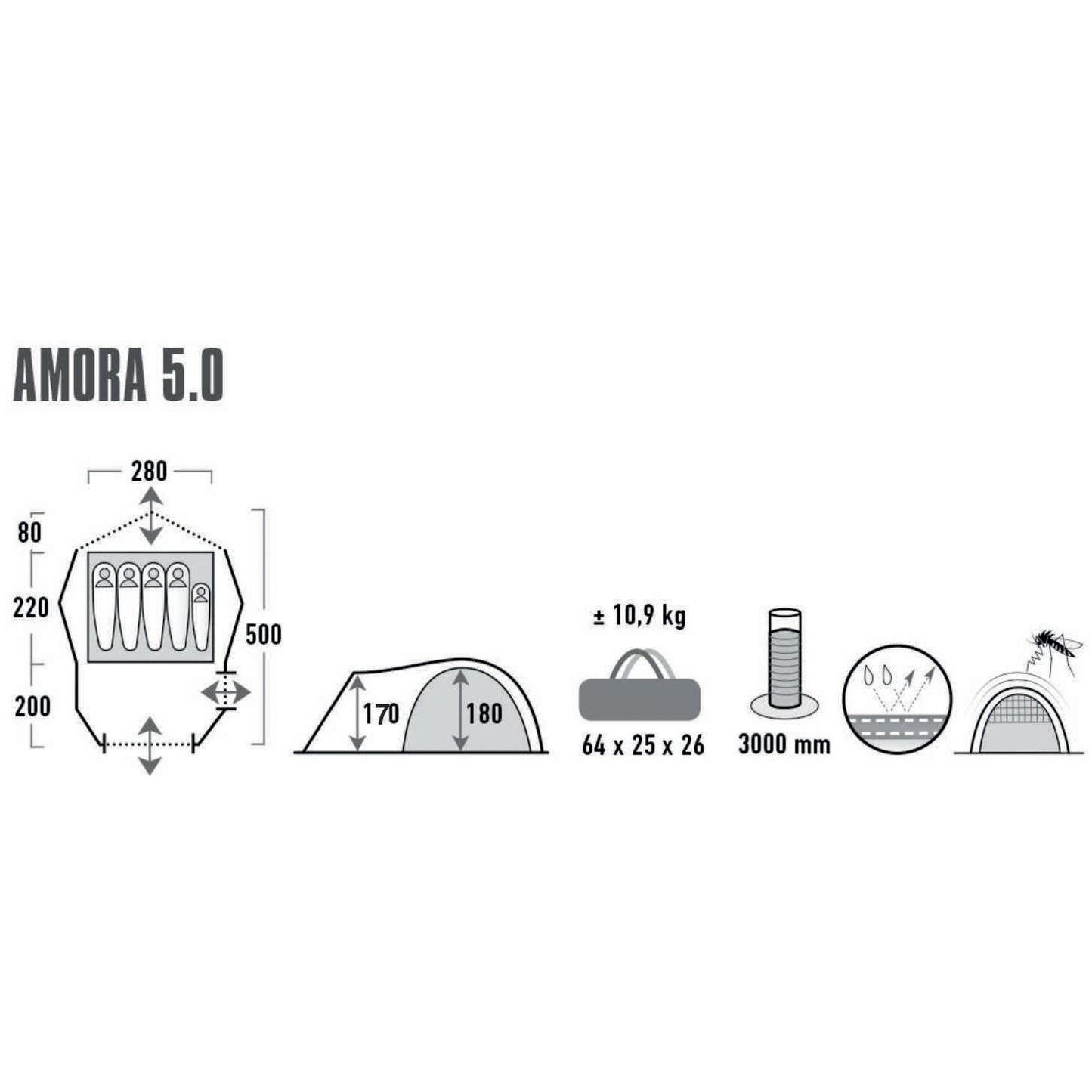 Tent High Peak Amora 5.0 Nimbus Gray (11576)