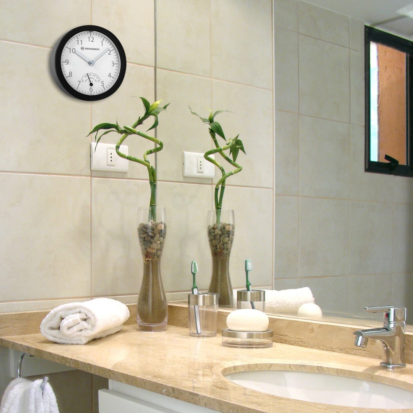 Wall clock Bresser MyTime Bath mini Black (8020115CM3QUA)