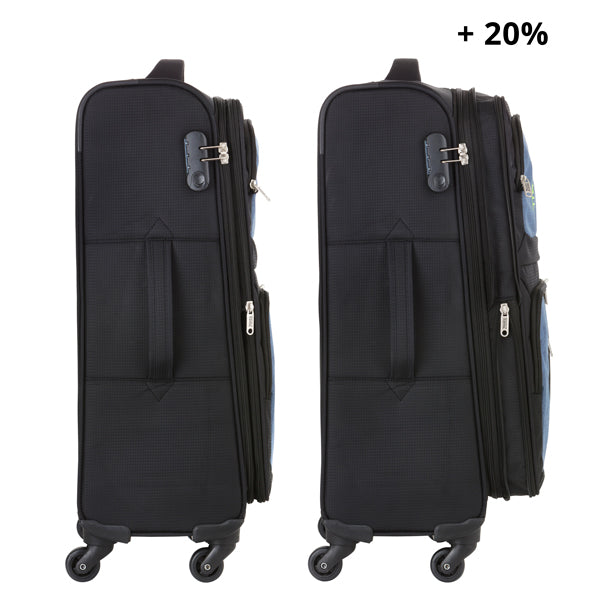 TravelZ Triple Pocket Suitcase (M) Black