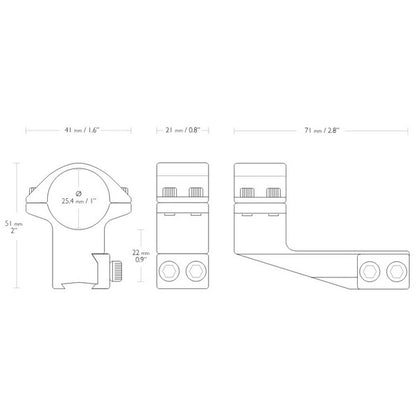 Rings Hawke Reach Forward 1"/9-11mm/High (extension 2") (22121)