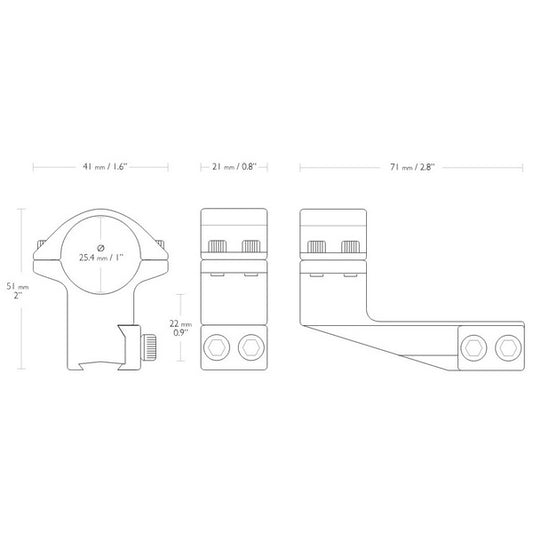 Rings Hawke Reach Forward 1"/9-11mm/High (extension 2") (22121)