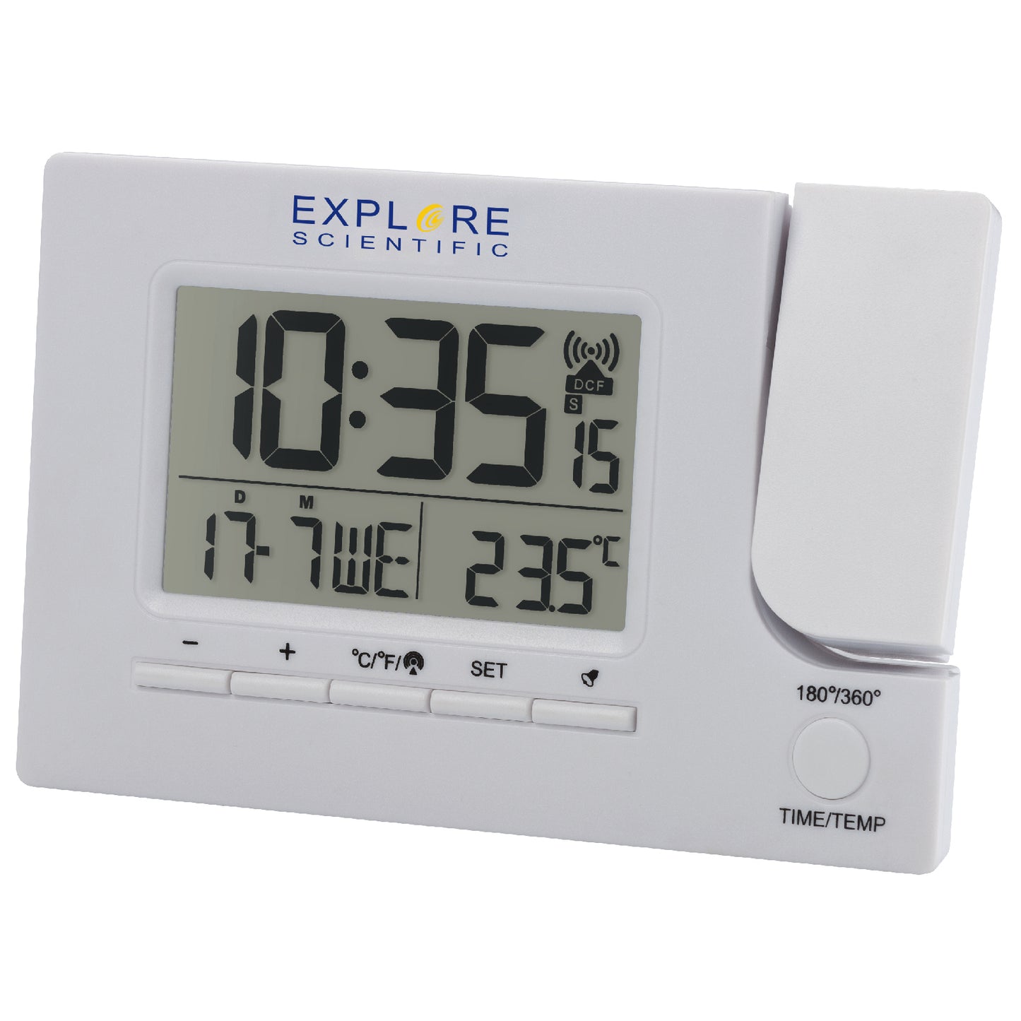 Explore Scientific Slim Projection RC Dual Alarm White (RDP1003GYELC2) Projection Clock