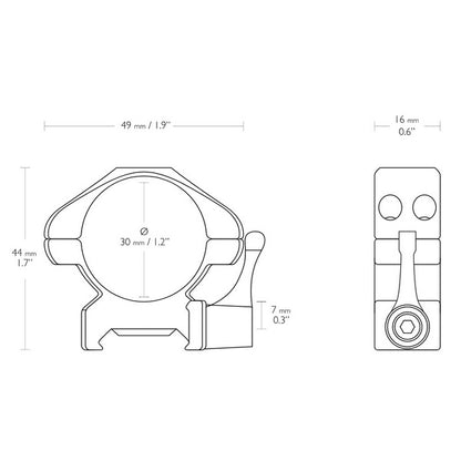 Hawke Precision Fast Release Rings 30mm/Weaver/Medium (23016)