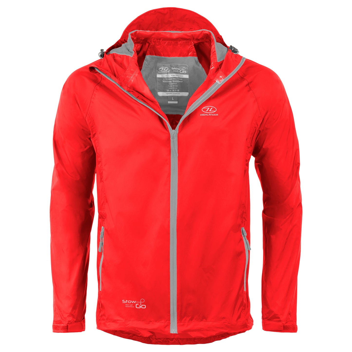 Men's windbreaker Highlander Stow &amp; Go Pack Away Rain Jacket 6000 mm Red L (JAC077-RD-L)