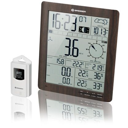 Bresser ClimaTemp XXL Weather Center with Display in Wooden Design Brown (7002420) Refurbished
