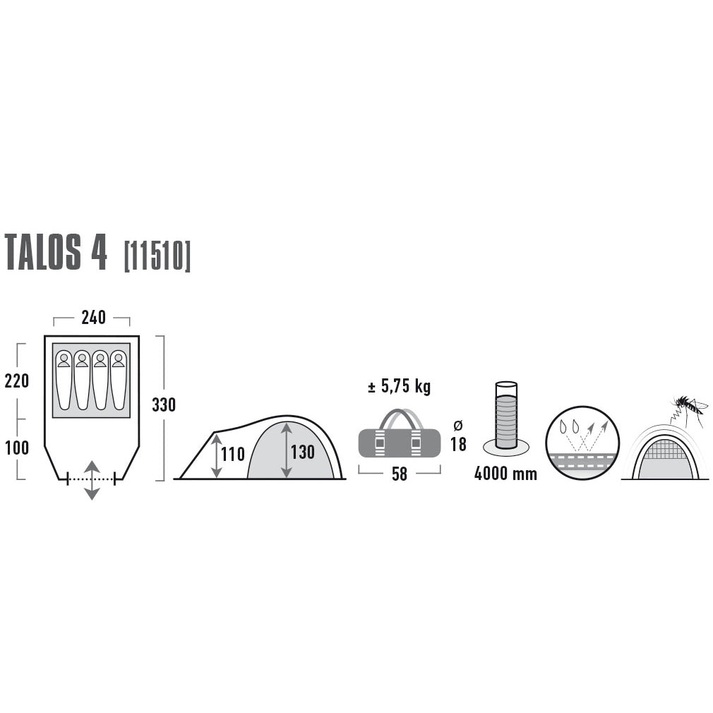 Tent High Peak Talos 4 Dark Gray/Green (11510)