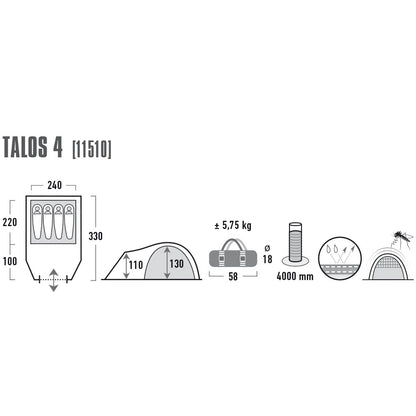 Tent High Peak Talos 4 Dark Gray/Green (11510)
