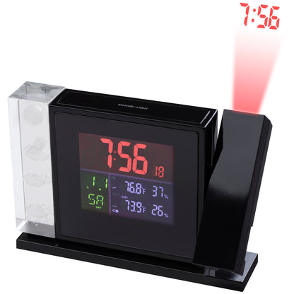 Метеостанция Bresser MyTime Crystal P Colour Projection Alarm Clock and Weather Stations Black (7060100) Refurbished