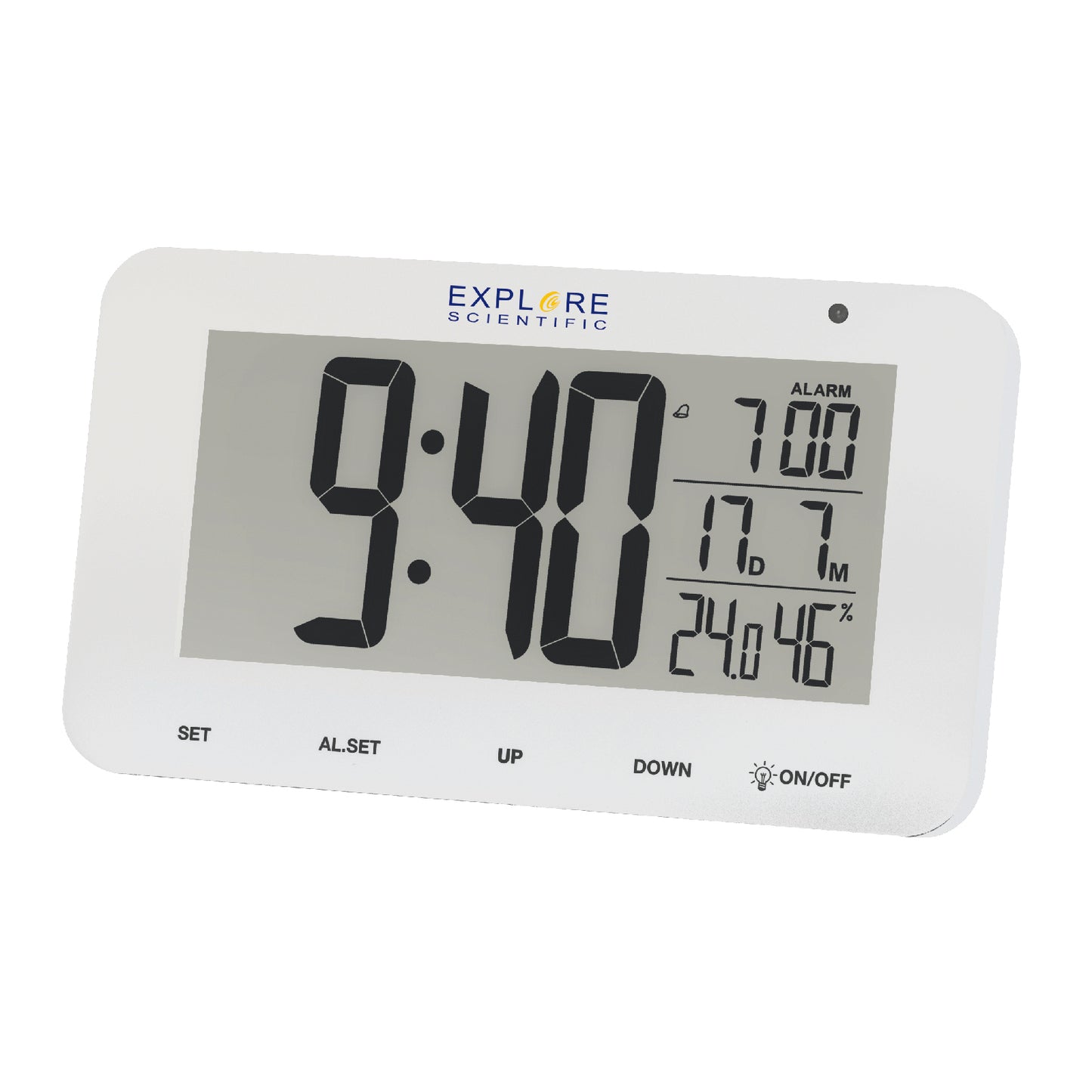 Explore Scientific RC Alarm White Table Clock (RDC1004GYELC2)