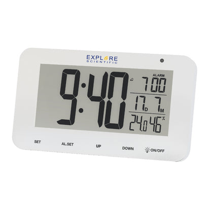 Explore Scientific RC Alarm White Table Clock (RDC1004GYELC2)