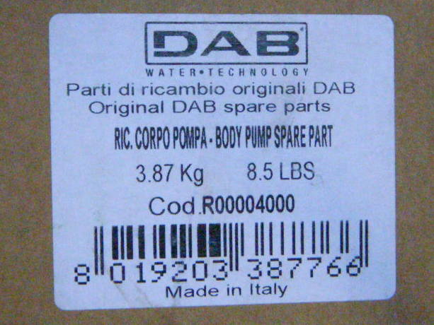 PUMP BODY R00004000 DAB JET 62-132