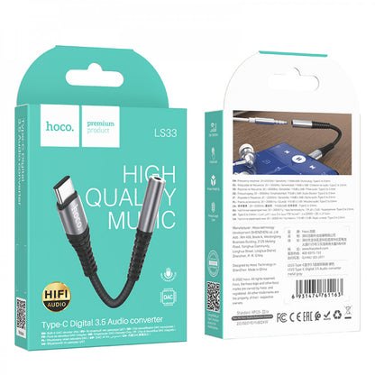 Adapter USB C To 3.5mm Hoco LS33 – Metal Gray