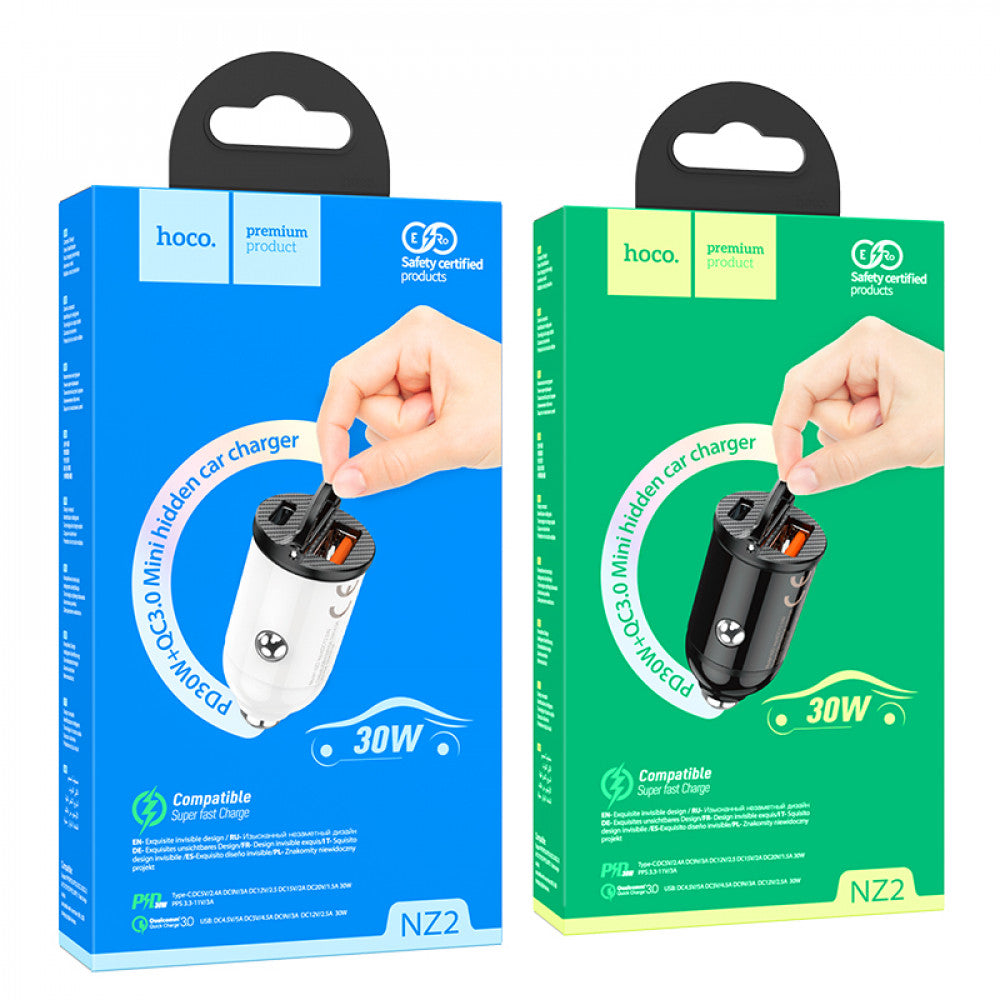 Car Charger | 30W | PD | QC3.0 - Hoco NZ2 - Black