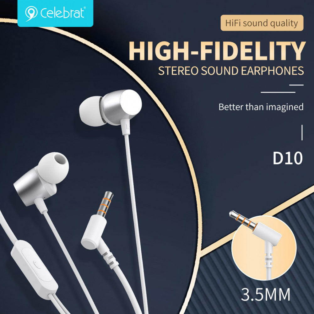 Headphones with microphone 3.5mm – Celebrat D10 – Black