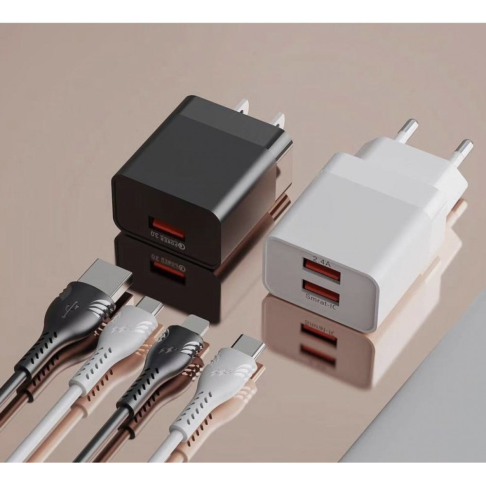 Home Charger | 18W | 1U | Micro Cable (1m) – Veron VR-C13Q – Black