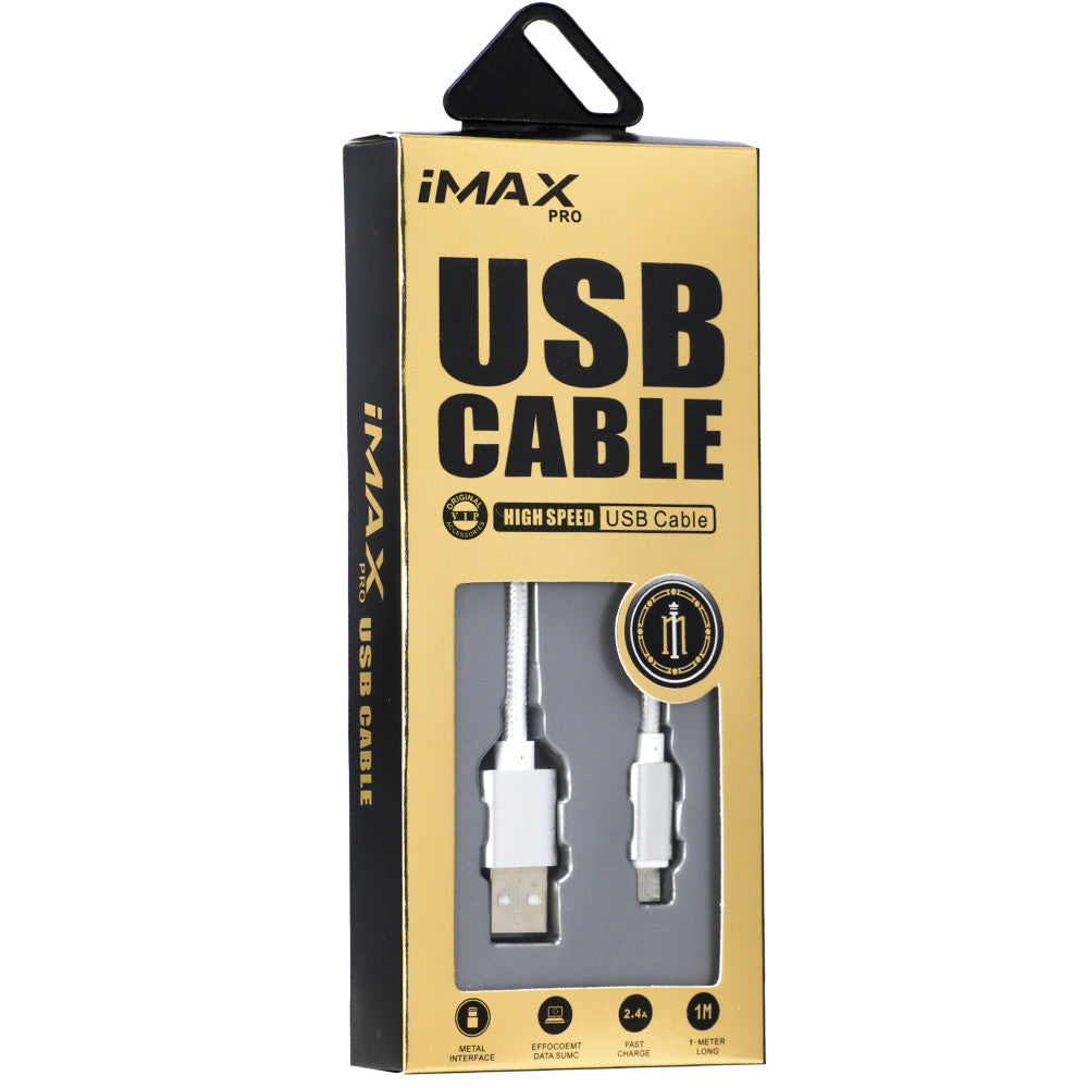 Cable Micro 2.4A (1m) - iMax Nylon Silver