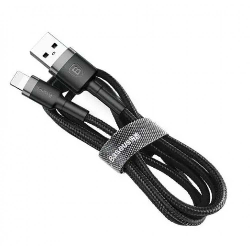 Lightning cable 2.4A (0.5m) – Baseus (CALKLF-A) Cafule Series – CALKLF-AG1 Gray + Black