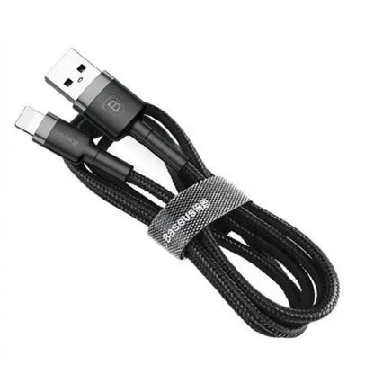 Lightning cable 2.4A (0.5m) – Baseus (CALKLF-A) Cafule Series – CALKLF-AG1 Gray + Black