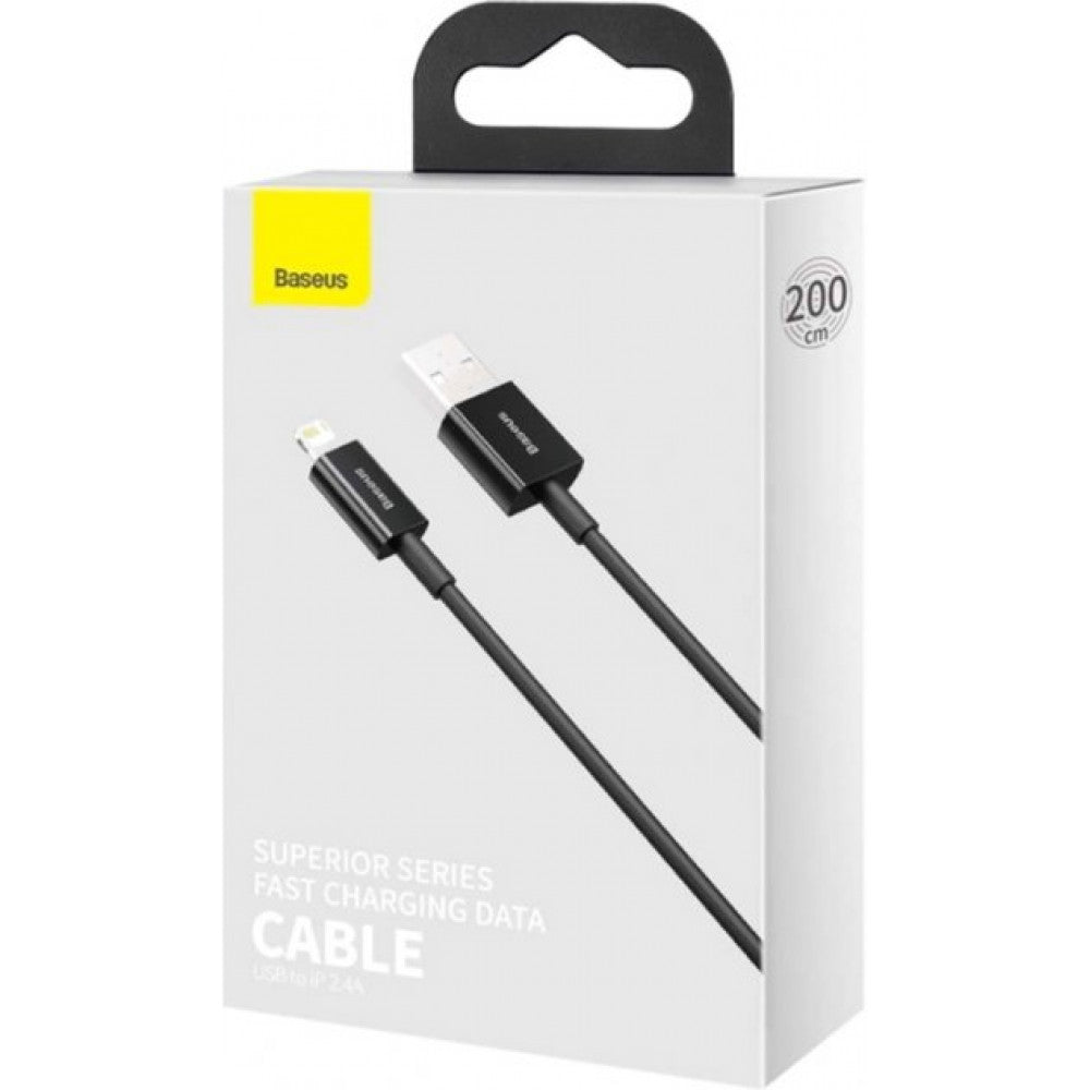 Lightning cable 2.4A (2m) - Baseus (CAGD000101) Jelly Series - CAGD000101 Black