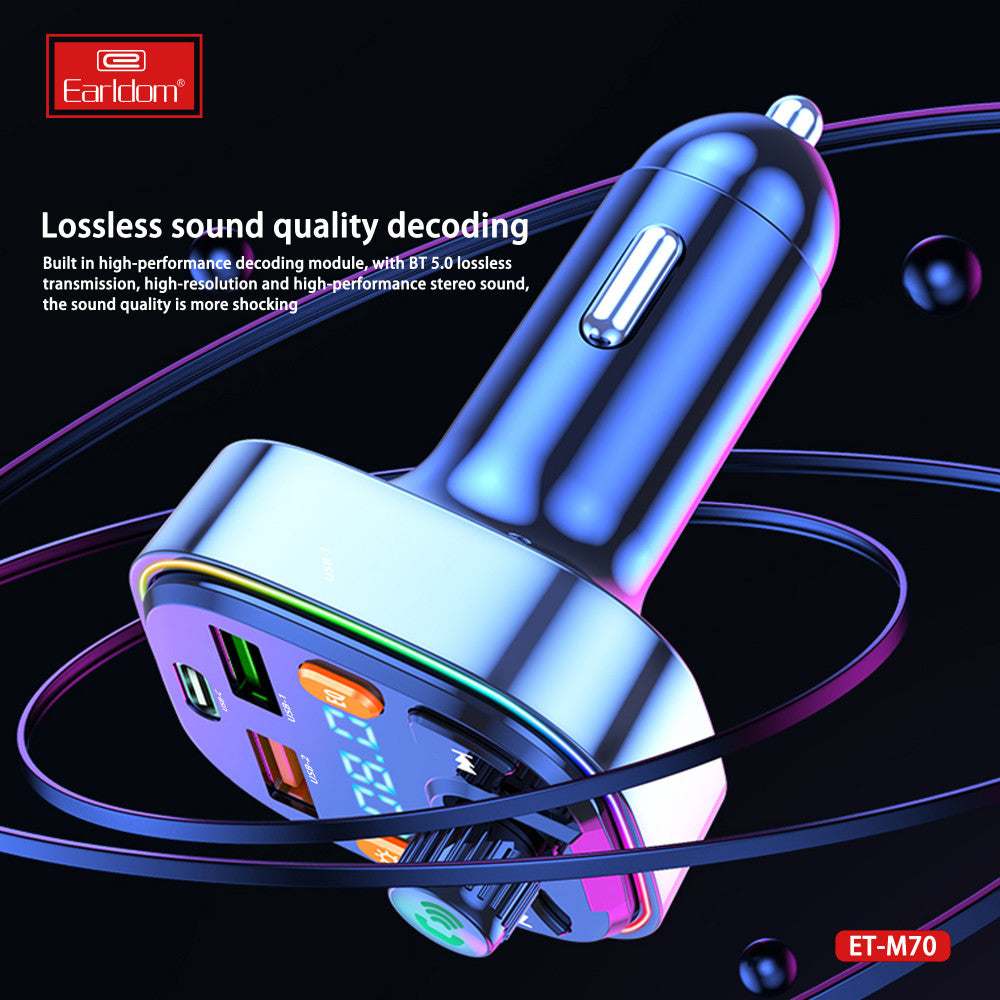 Fm Modulator MP3 | Car Charger | 3.1A | 2U | 1C - Earldom ET-M70