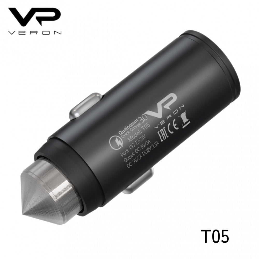 Car Charger | 3.0A | QC3.0 – Veron T05 QC3.0 Metal Blister Packing