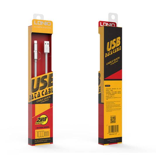 Cable 2 in 1 (L, M) 2.4A (2m) — Ldnio LC84 White