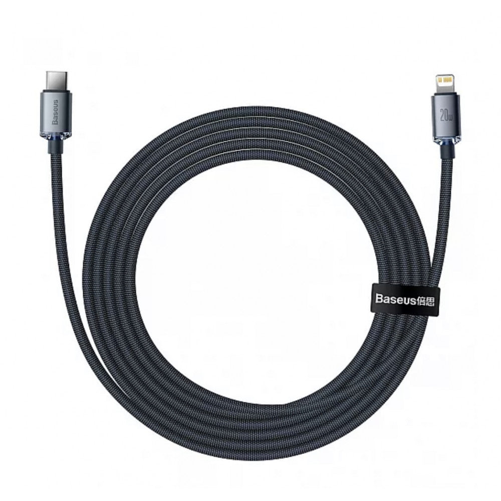 USB C to Lightning Cable 20W (2m) – Baseus (CAJY000301) Crystal Shine Series – CAJY000301 Black