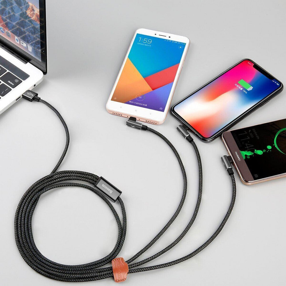 Cable 3 in 1 (L, M, C) 3.5A (1.2m) – Baseus (CAMLT-WZ01) MVP Mobile game Black – CAMLT-WZ01 Black