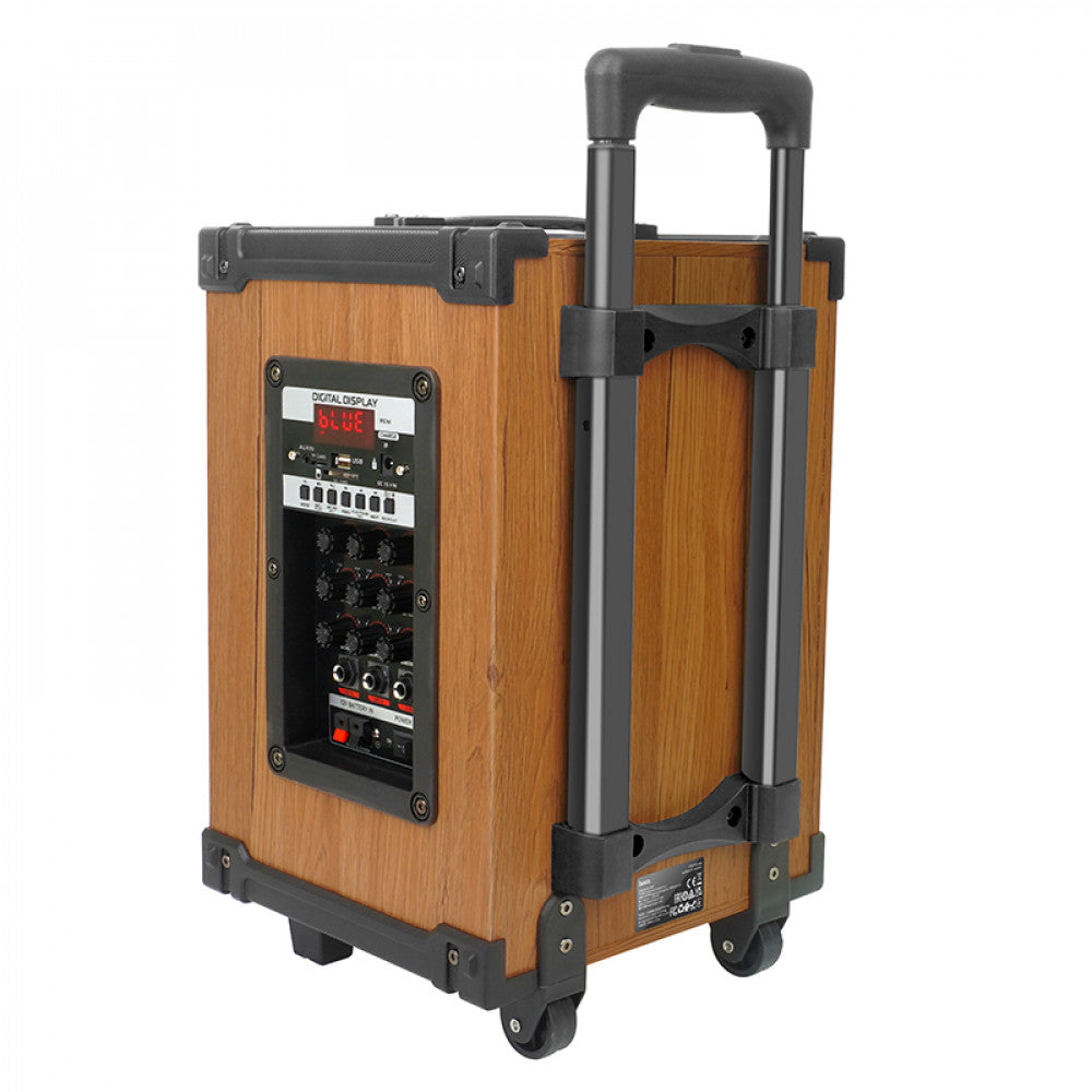 Bluetooth Speaker &amp; 2 Microphones – Hoco HA2 Wave – Wooden pattern