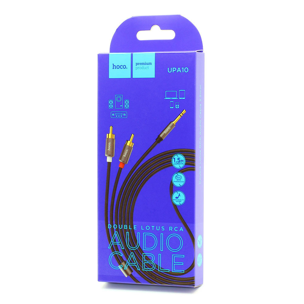 Cable Dual RCA To 3.5mm (1.55m) Hoco UPA10 Lotus Metal Gray