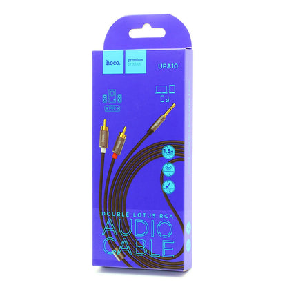 Cable Dual RCA To 3.5mm (1.55m) Hoco UPA10 Lotus Metal Gray