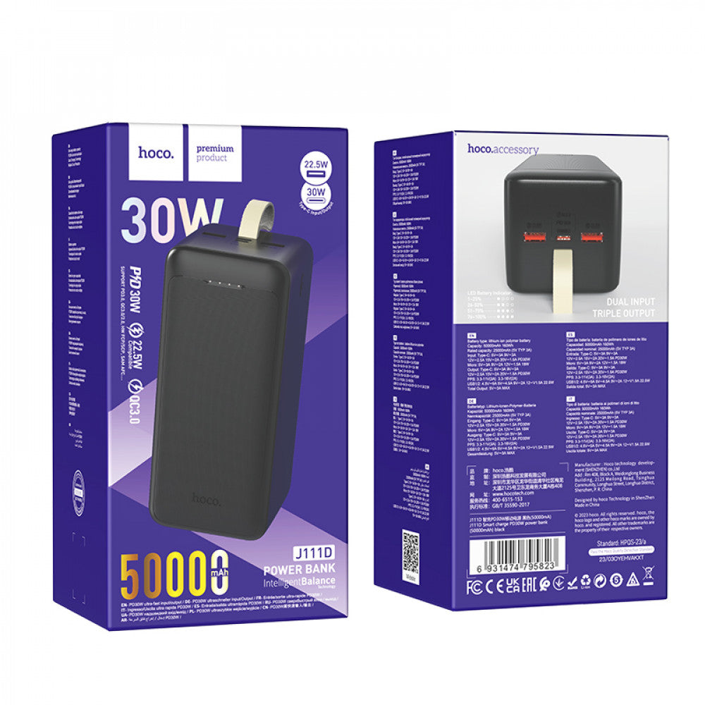 Power Bank 50000 mAh | PD30W – Hoco J111D – Black