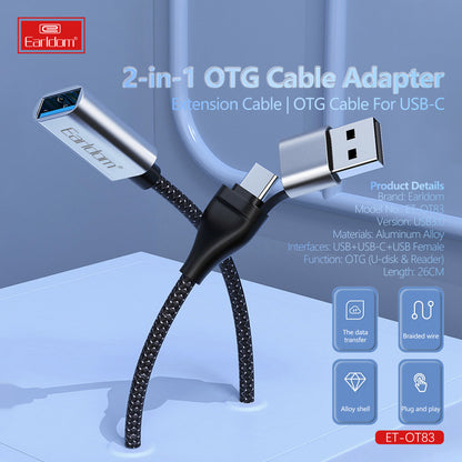 Adapter OTG USB C &amp; USB A To USB3.0 – Earldom ET-OT83 2 in 1