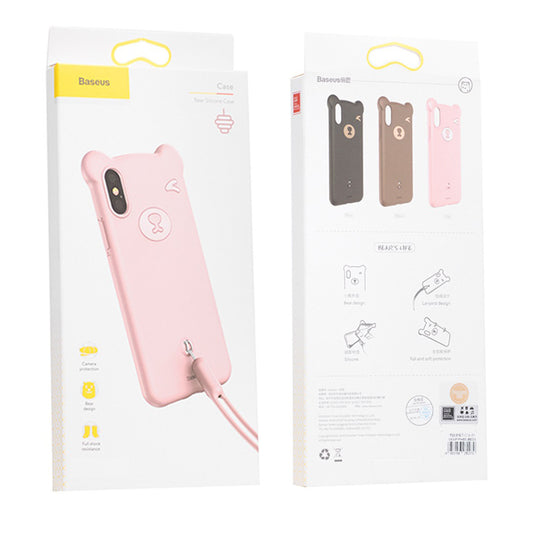 Baseus Bear Silicone Case - iPhone X; XS - Pink