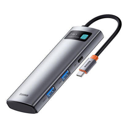 Baseus (WKWG020113) Metal Gleam Series 7-in-1 Multifunctional Type-C HUB Docking Station – WKWG020113 Gray