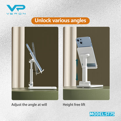 Tablet stand – Veron ST75 folding desktop stand – White