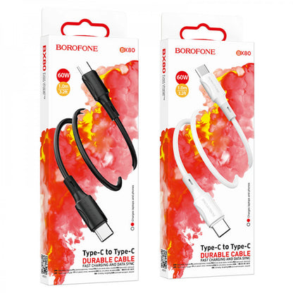 USB C to C Cable 60W (1m) — Borofone BX80 — White
