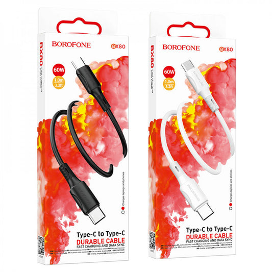 USB C to C Cable 60W (1m) — Borofone BX80 — White