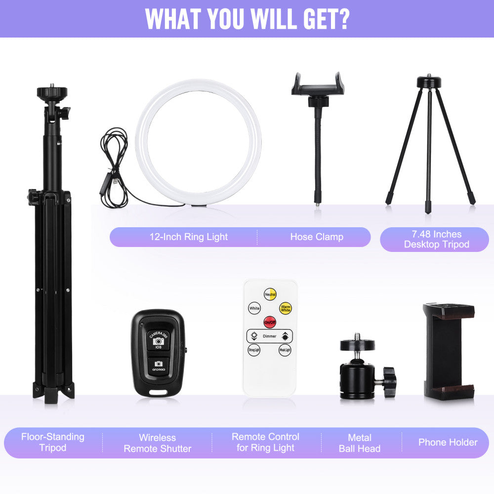 Ring lamp set LED 30cm CODN-12INCH SET +1.45cm tripod stand