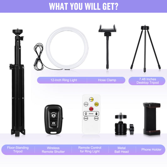 Ring lamp set LED 30cm CODN-12INCH SET +1.45cm tripod stand