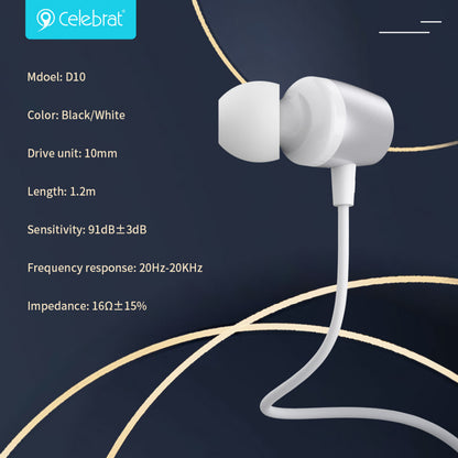 Headphones with microphone 3.5mm – Celebrat D10 – Black