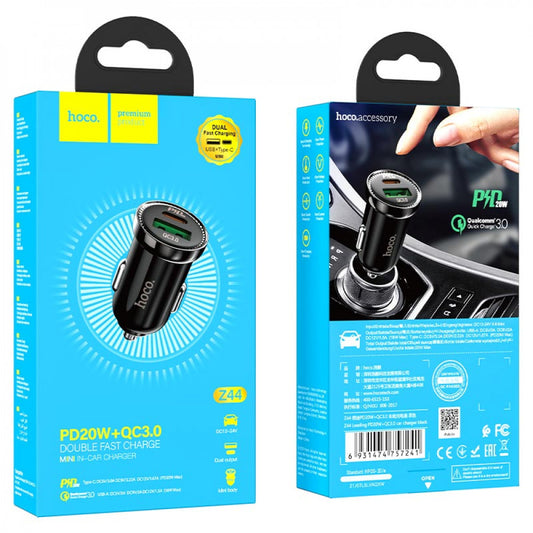 Car Charger | 20W | PD | QC3.0 – Hoco Z44 – Black