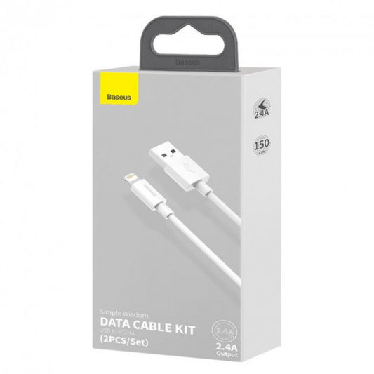 Lightning cable 2.4A (1.5m) - Baseus (TZCALZJ-02) Simple Wisdom (2PCS/Set - TZCALZJ-02 White